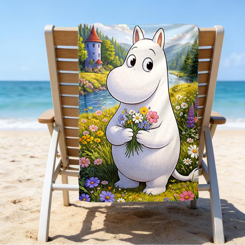 Custom Name Ultrasoft Beach Towel With Moomin Themeideal For Pool Camping Diving Perfect Travel Essential Vibrant Beach Towel
