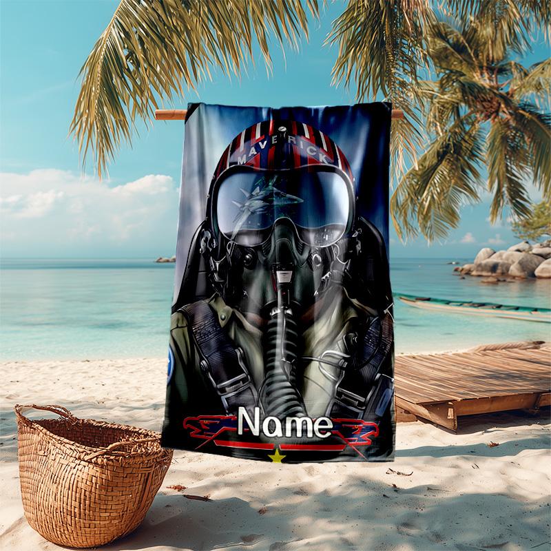 Personalized customized proof beach towel with Top Gun Maverick pattern - soft, absorbent,quick-drying,perfect swimming,camping&bathing