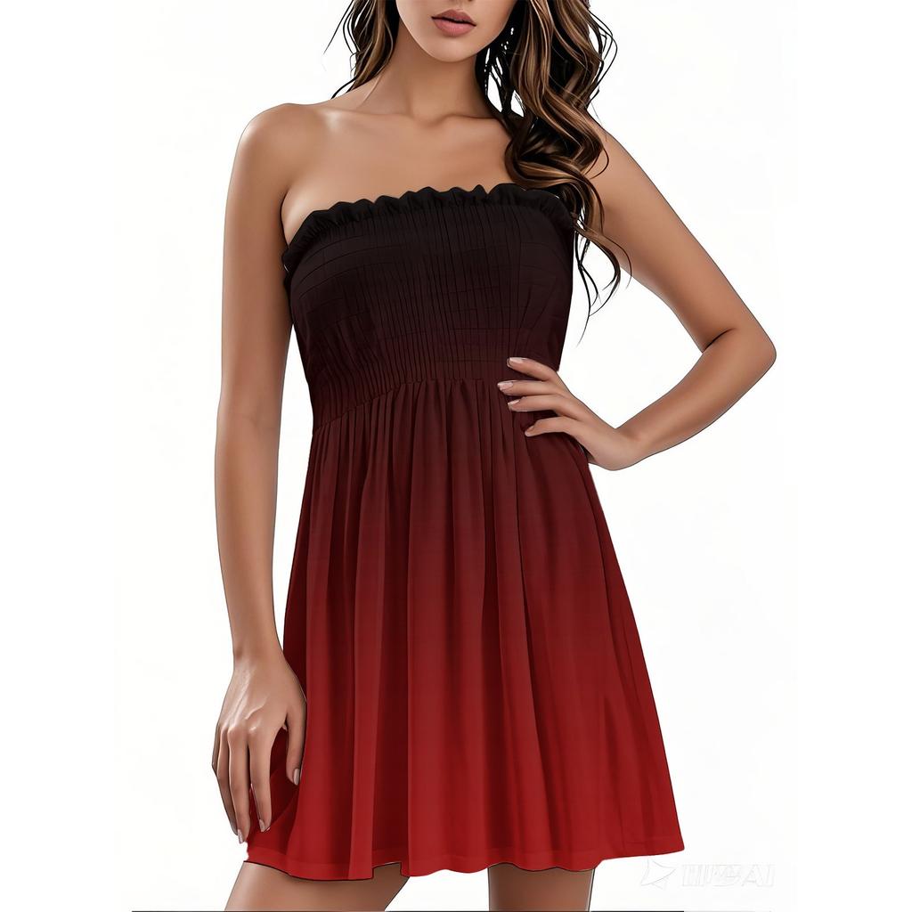 Модное женское повседневное платье-бандо с цветочным принтом без рукавов