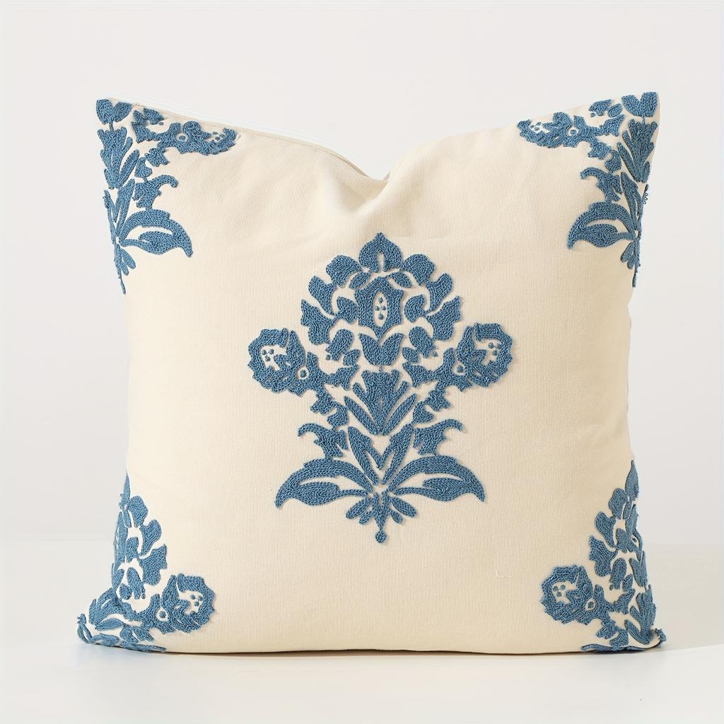 Double Sided Blue Damask Pillow Cover Floral Print Cushion Case For Sofa Living Room Chinoiserie Home Decor