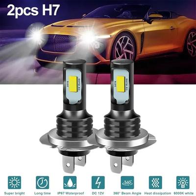 2 шт. Автомобильная светодиодная фара H7 6000K/80W Светодиодная фара для автомобиля H7 Мотоциклетный свет CSP 3570 80W Автомобильный противотуманный фонарь Алюминиевый сплав Автоаксессуары
