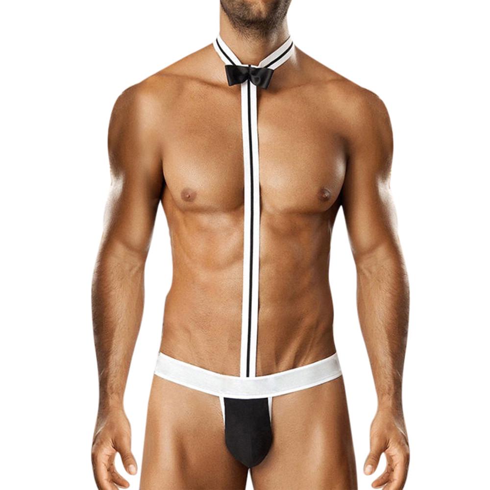 Новинка, сексуальное мужское нижнее белье Mankini Thong, костюм официанта, боди, нижнее белье, трусы