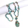 Стильная богемная многоцветная knotted necklace с камнем императора, шестиугольным и подвеской в форме капли