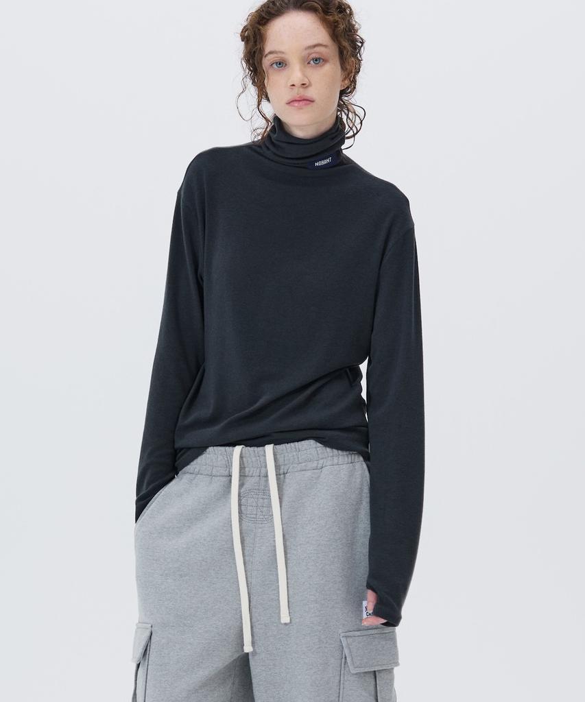NOHANT Soft Turtleneck T-Shirt Charcoal
