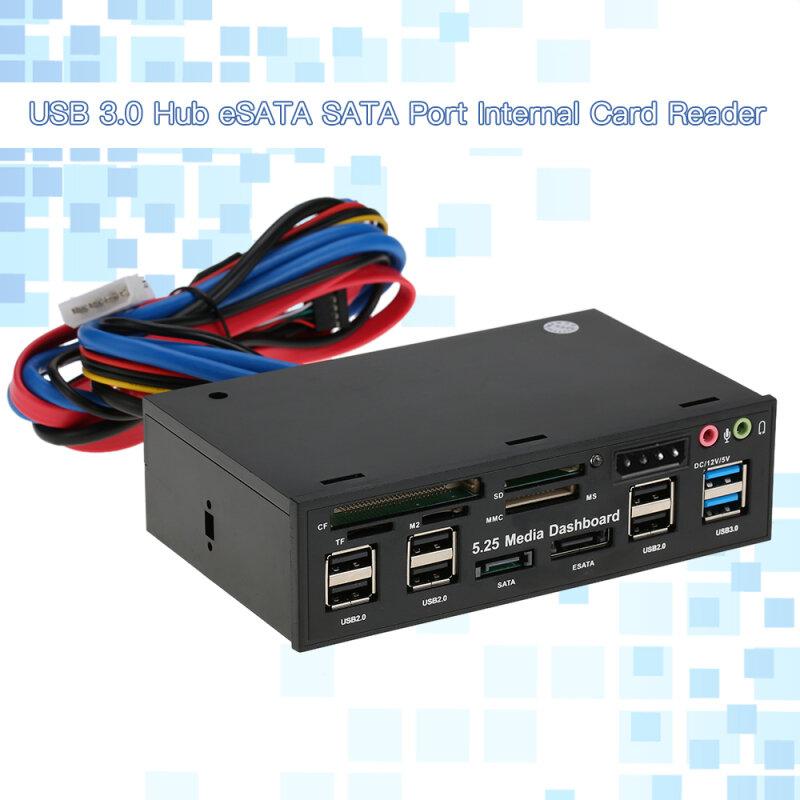 GSE Multi-Function USB 3.0 Hub eSATA SATA Port Internal Card Reader PC Dashboard Media Front Panel Audio for SD MS CF TF M2 MMC Memory Cards Fits