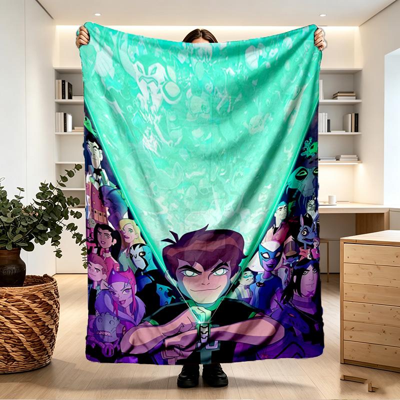 Ben 10 Cartoon Print Blanket - Soft & Comfortable, for Bedroom, Travel, Sofa, Home Decoration - Birthday Christmas Gift for Friend