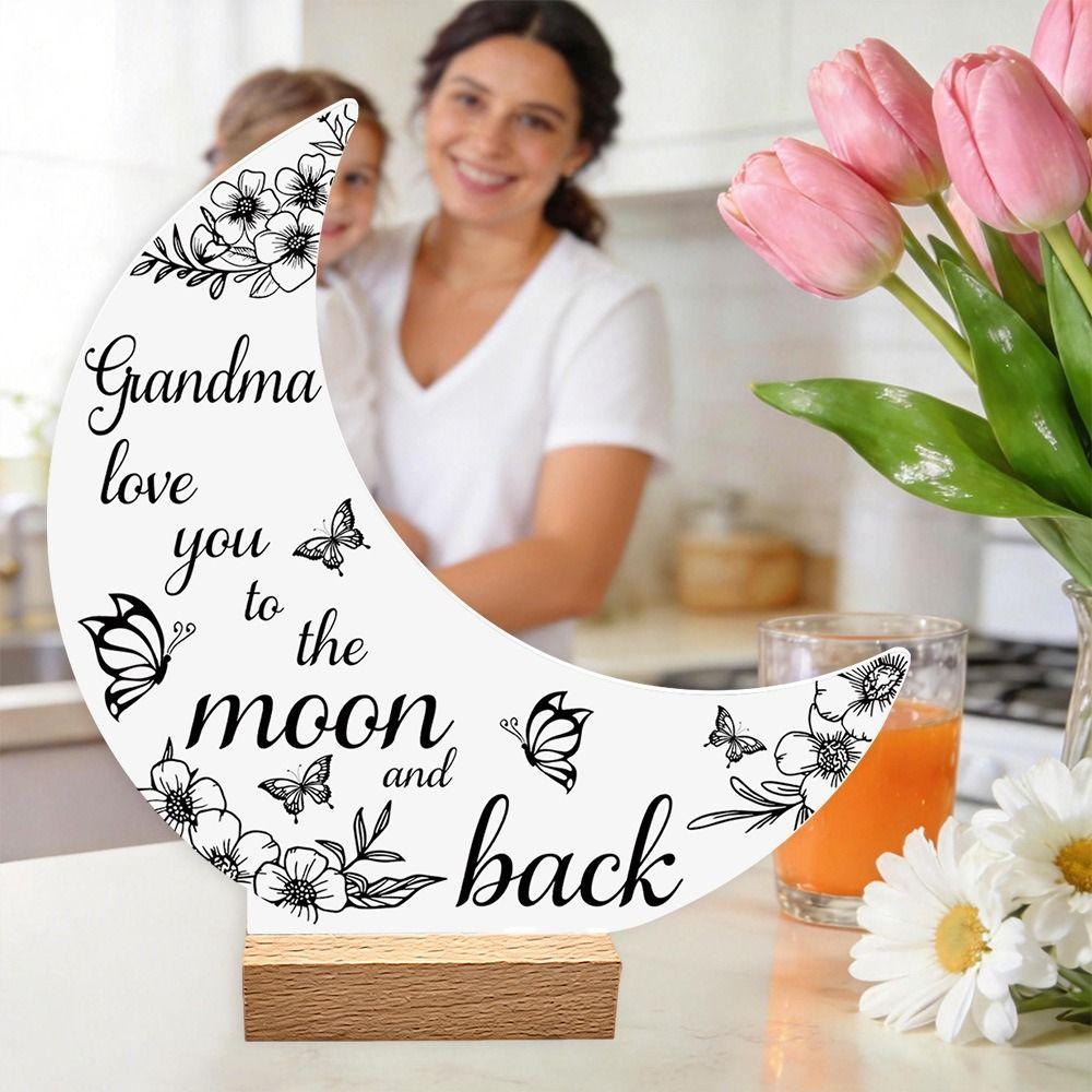 Mother's Day Desktop Ornament with Wood Base Decorative Figurine Desktop Ornament