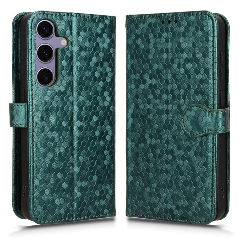 For Samsung Galaxy S25 FE Wallet Case Dot Pattern Imprint PU Leather Phone Cover with Wrist Strap