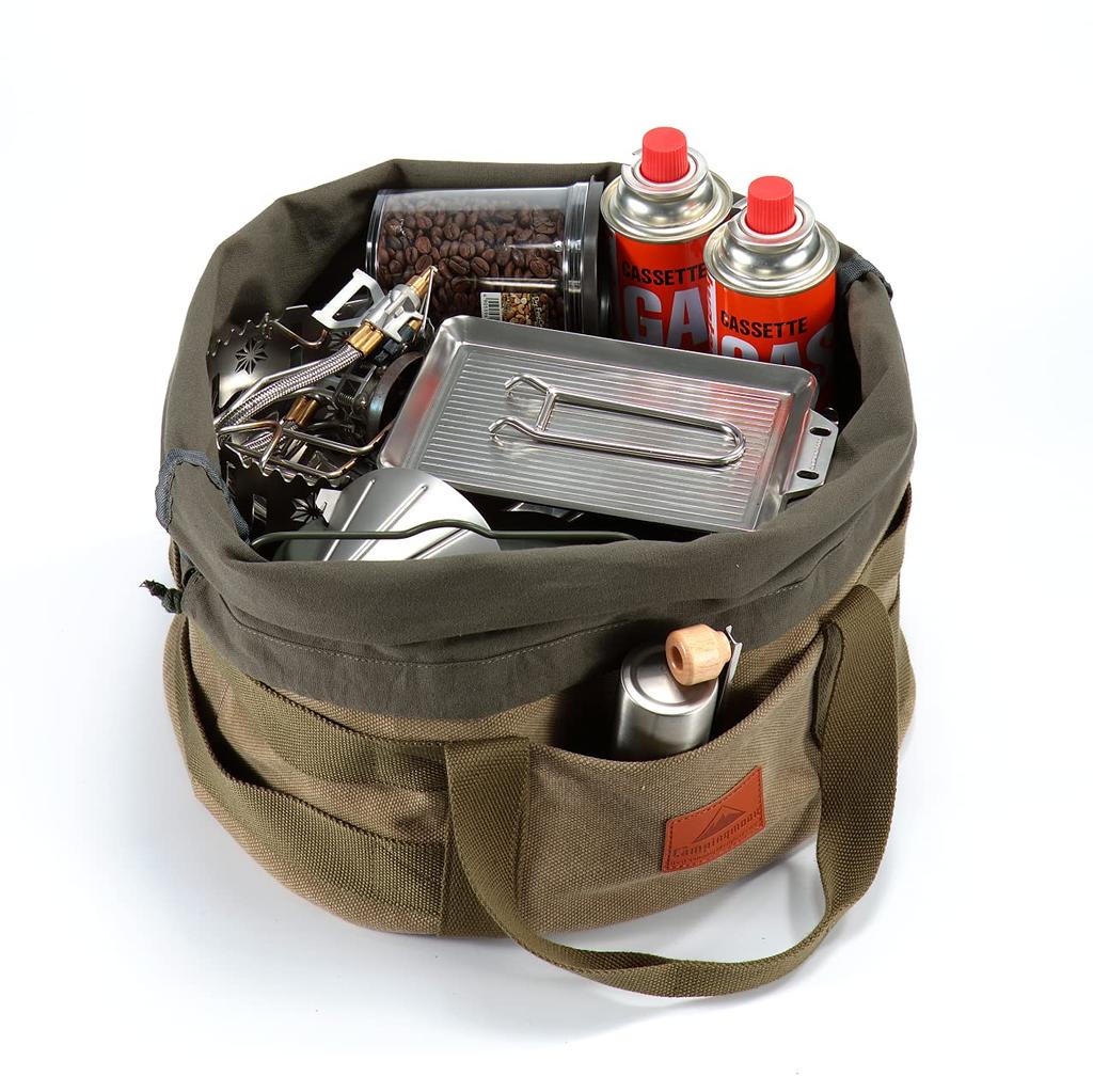 CAMPING MOON Extra Thick Canvas Flea Bag, Large, 12-inch Dutch Oven Case, Camping/Outdoor Storage Bag, DO-32-BK