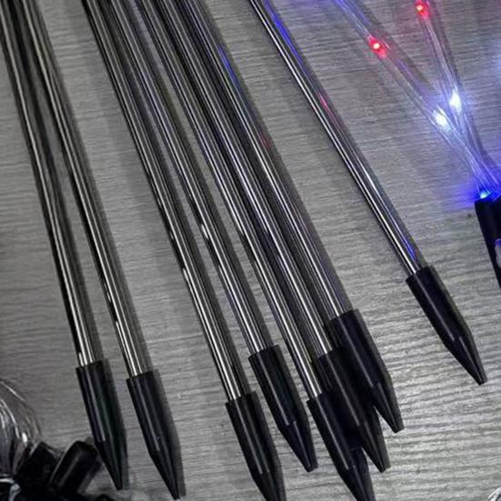 8Pcs Solar Stake Lights Waterproof Outdoor LED Pathway Lights with 8 Modes Red White Blue Solar Powered Garden Stakes Lights for Independence Day 4th