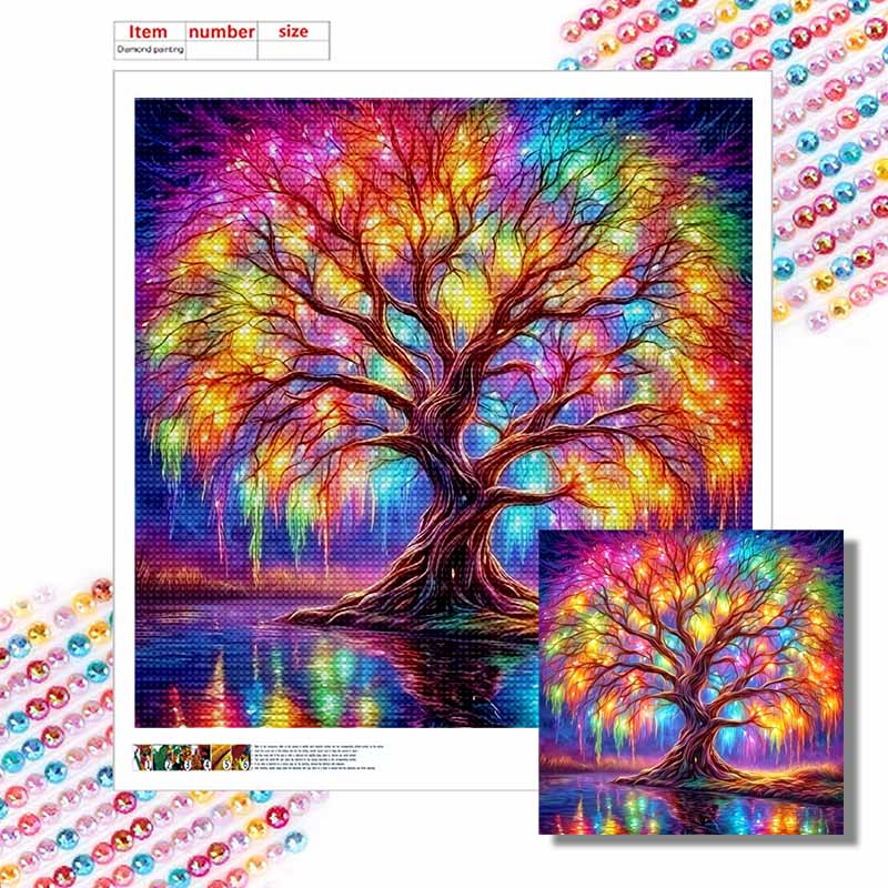New Arrival 5D DIY Full Circle Diamond Painting "Colorful Tree" Embroidery Cross Stitch Home Decor Gift