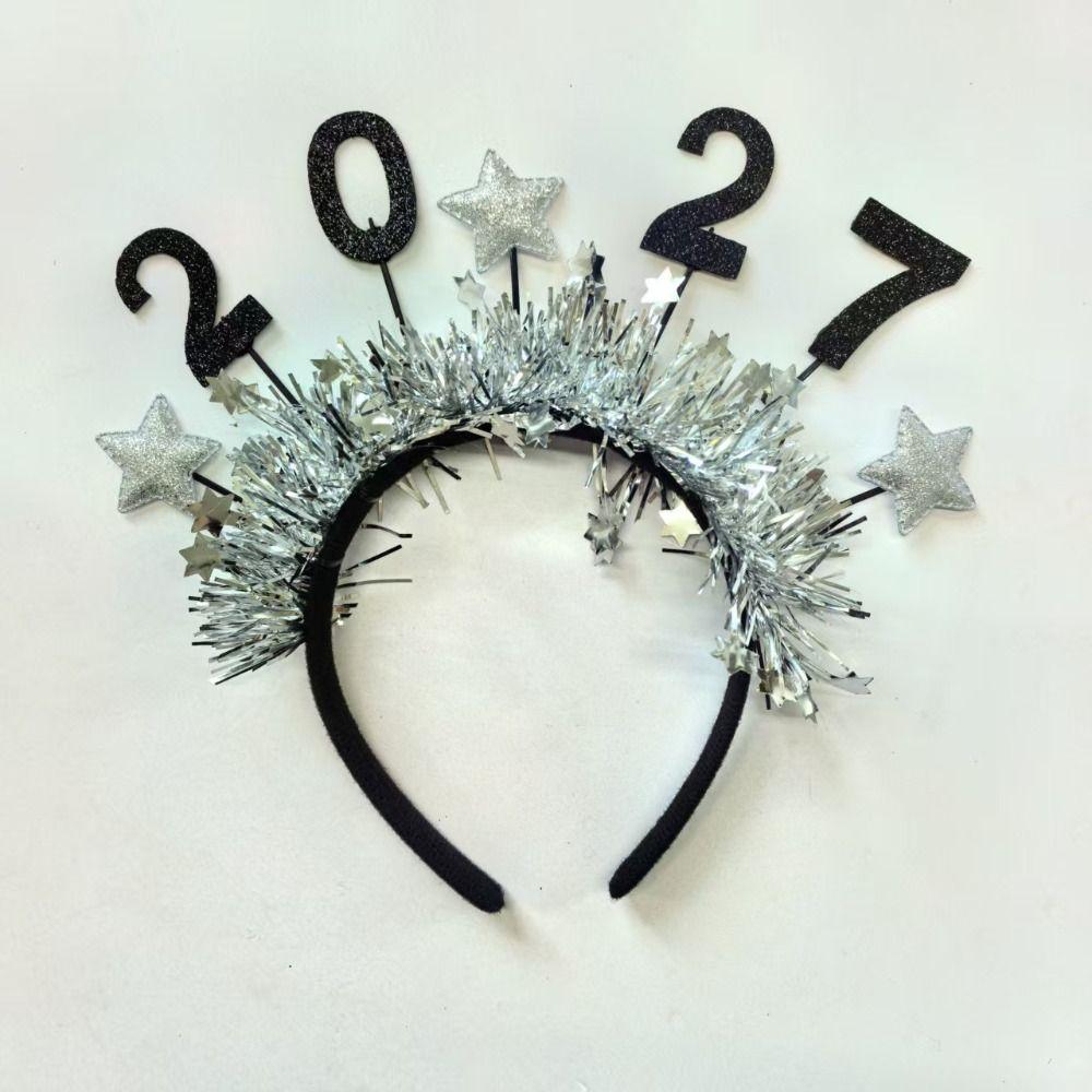 Sequin 2027 New Year Headband Sweet 2027 Number Hair Hoop Star Strip Headwear Countdown Photos