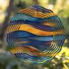 10 Inch Metal Wind Spinner Outdoor Decor for Garden Yard Balcony with Yellow Blue Purple Stripes 360 Rotating Hook No Batteries Needed All
