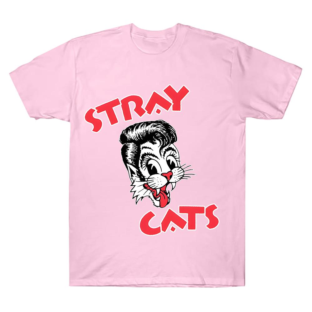 Футболка Stray Cats Rock с кошачьей головой, хипстерская уличная мода, женская мужская, с круглым вырезом, с коротким рукавом, из хлопка, одежда