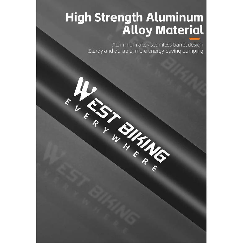 WEST BIKING Напольный насос высокого давления 260 PSI с манометром для накачки шин велосипеда, в том числе электровелосипеда, с клапанами Schrader/Presta