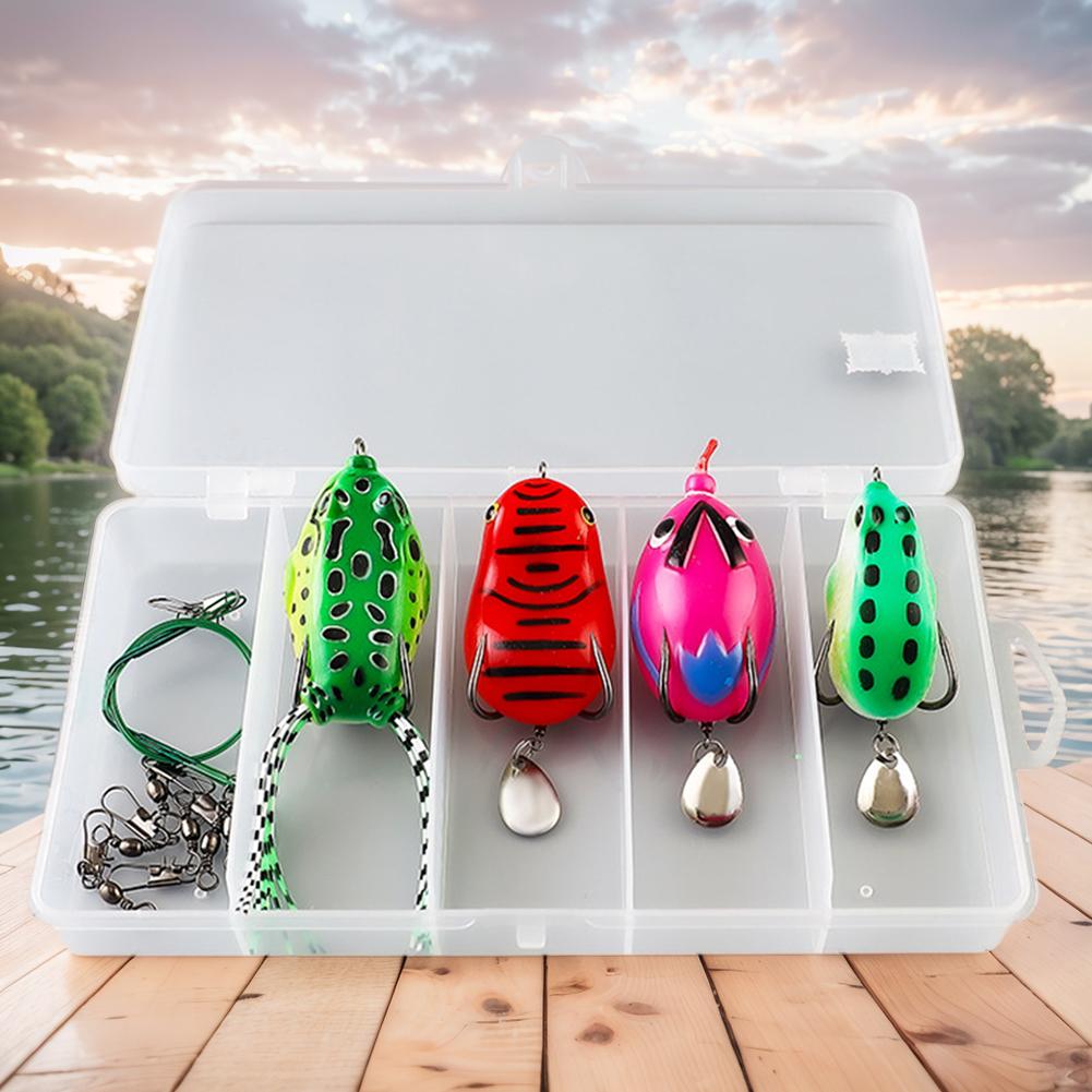 4Pcs Frog Fishing Lures Floating Frog Lures Kit with Spinner Blade Soft Oft Swimbaits Top Water Frog Lures for Salmon Catfish