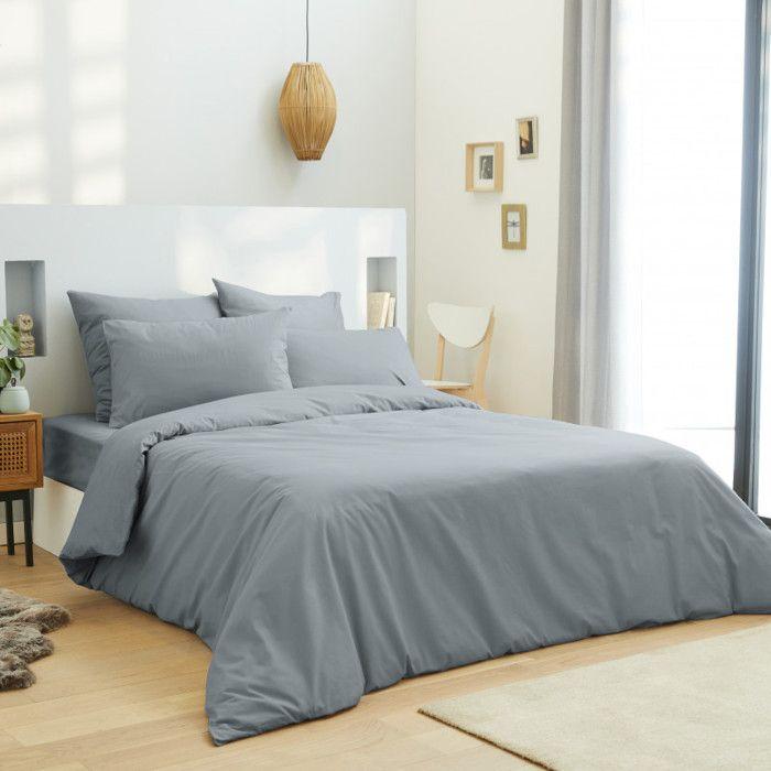 Plain Light Grey Duvet Cover 260 X 240 Cm / 100% Cotton / 57 Threads/cm² for "King Size" Double Bed