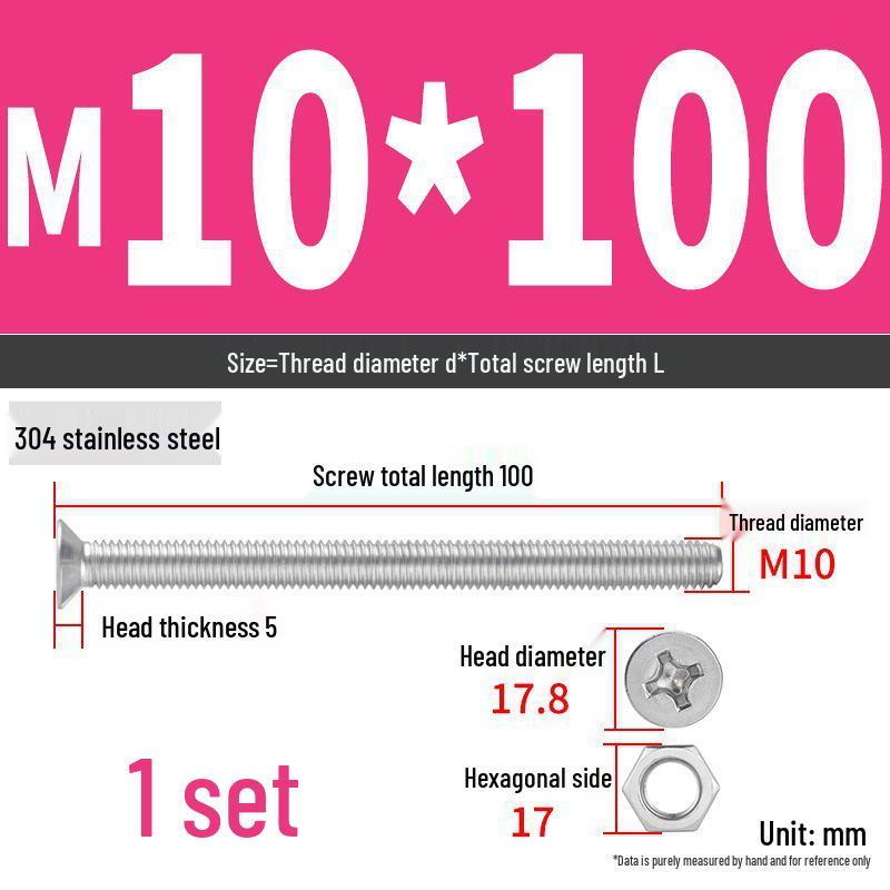 Набор Extra Long Phillips Flat Head Винтов и Гаек из Нержавеющей Стали 304 (2М, 3М, 4М)