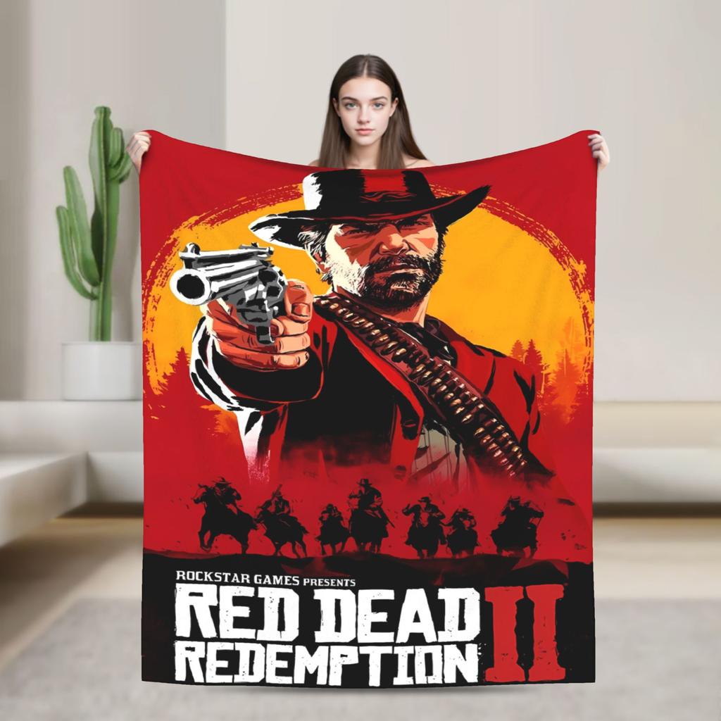 Red Dead Redemption 2 Теплое Мягкое Одеяло Студенты Плюшевые Постельные Принадлежности Пледы Узор Диван Кресло Фланелевое Покрывало Диван Кровать Покрывало