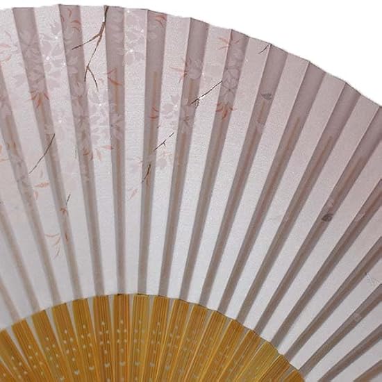 [Oshare Kimono Iroha] Luxury Hand-Painted Folding Fan, Made in Japan, White Bamboo with Center Carvi