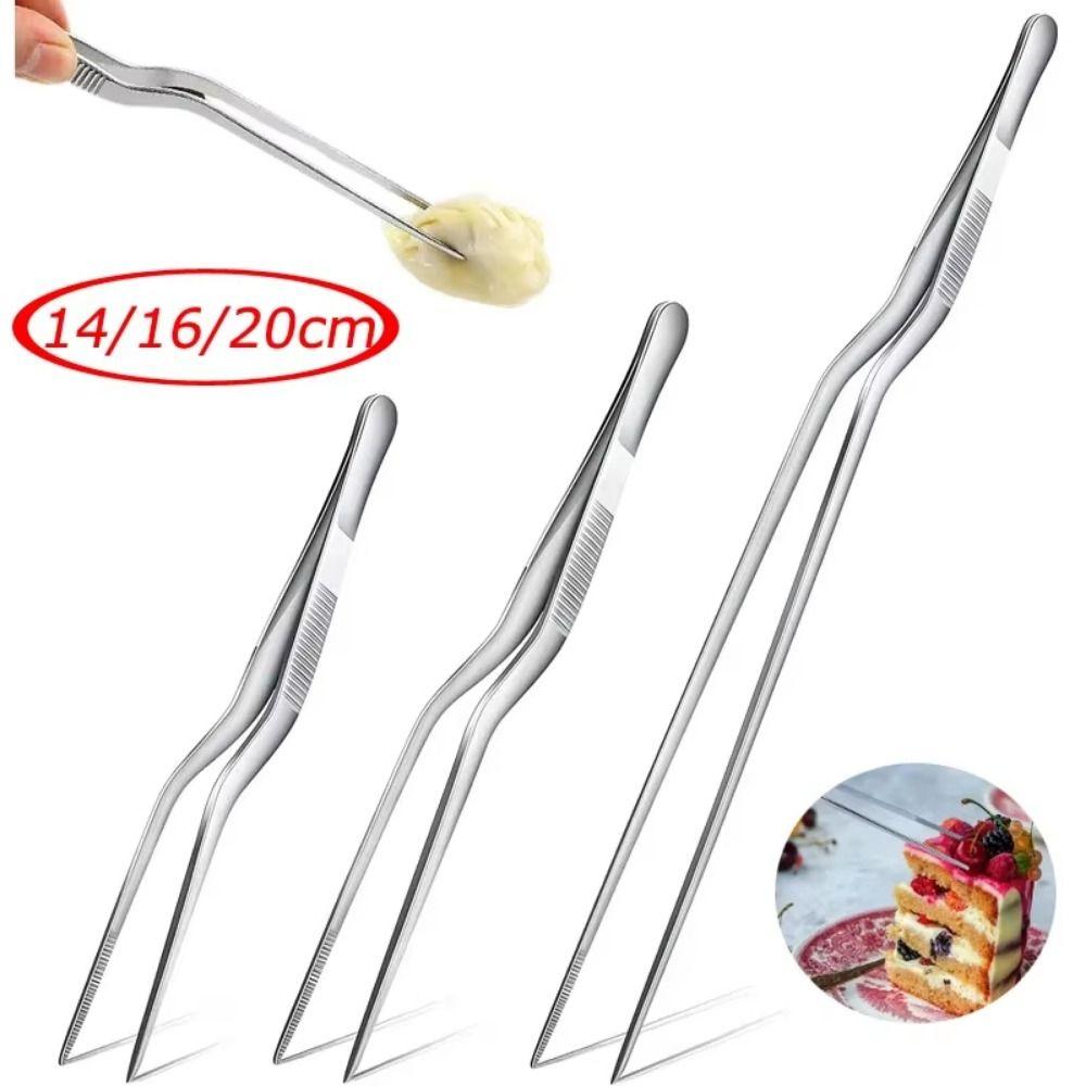 14/16/20cm Food Clip Stainless Steel BBQ Tweezer Kitchen Chef Tongs Tweezers  Meat Handling