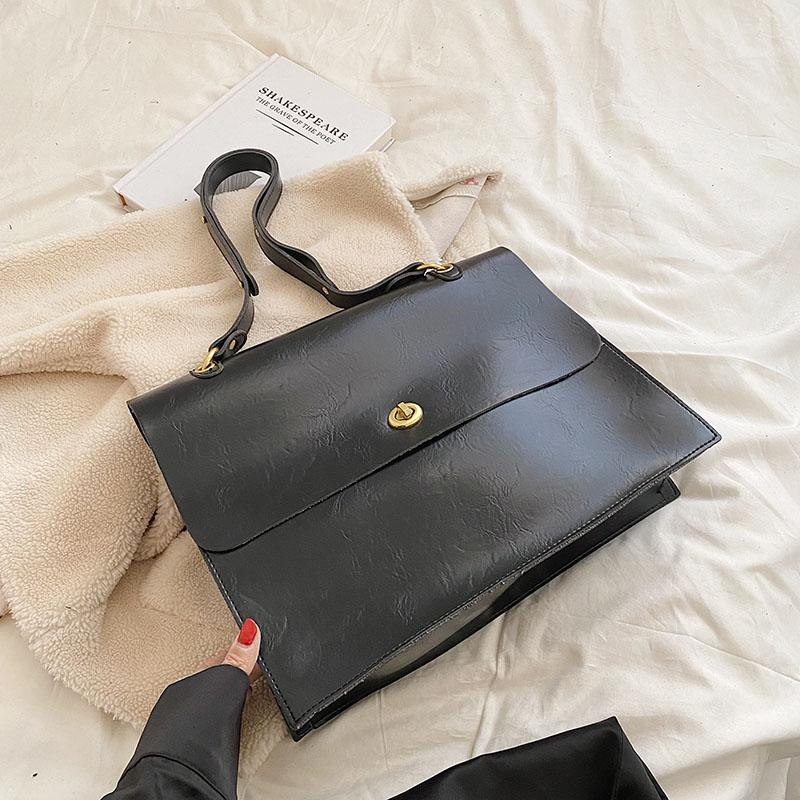 Высококачественная ретро сумка через плечо большой емкости осень-зима новые женские текстурные сумки через плечо из искусственной кожи повседневный мужской портфель