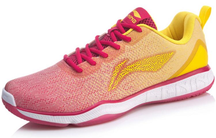 Li Ning Нескользящие, Износостойкие, Дышащие, Легкие Низкие Бадминтонные Кроссовки Унисекс Розово-Красные AYTP019-2