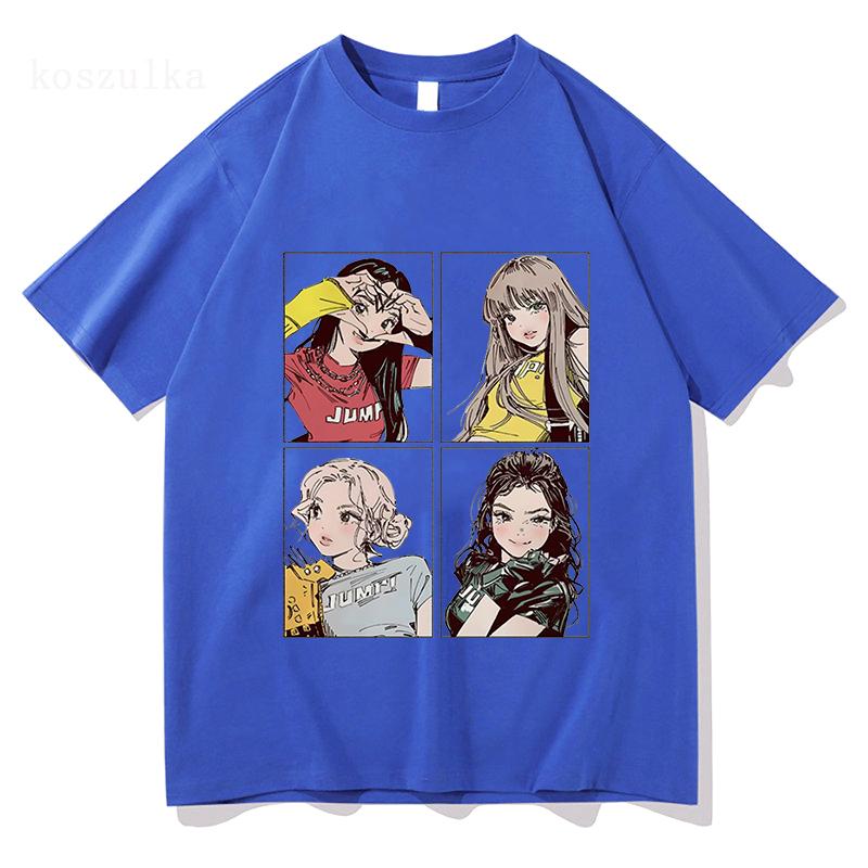 2025 Kpop BP Jump Tshirts Pink Girls Band Clothing Adorable Anime Graphic T Shirts Summer High Quality Cotton Comfortable Tops