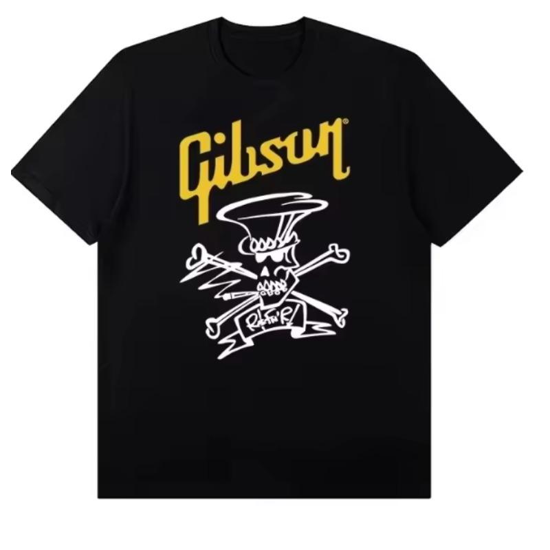 Летняя Новая Коллекция Slash Gibson Les Paul Стильная и Повседневная Высококачественная Футболка с Коротким Рукавом Оверсайз с Графическим Принтом
