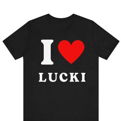Я Люблю Lucki Смешная Футболка Сердце Красный Винтажный Графический Мода Немного Мужская Стильная Удобная Повседневная