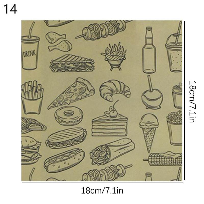 50Pieces Of Absorbent Paper Sandwiches Burgers Fries Fried Food Wrappers Plate Mats Waxed Paper And Baking Paper