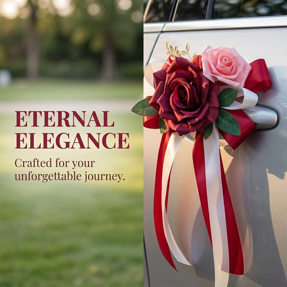 Retro Bow Rearview Mirror Decoration Luxury Bridal Vehicle Decoration Wedding Occasions
