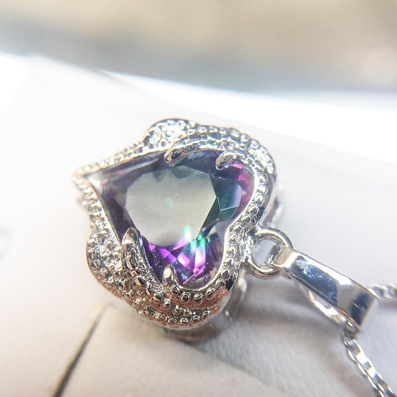 Jewelry Heart Crystal Necklace, Angel Pendant Short Sweater Chain Jewelry