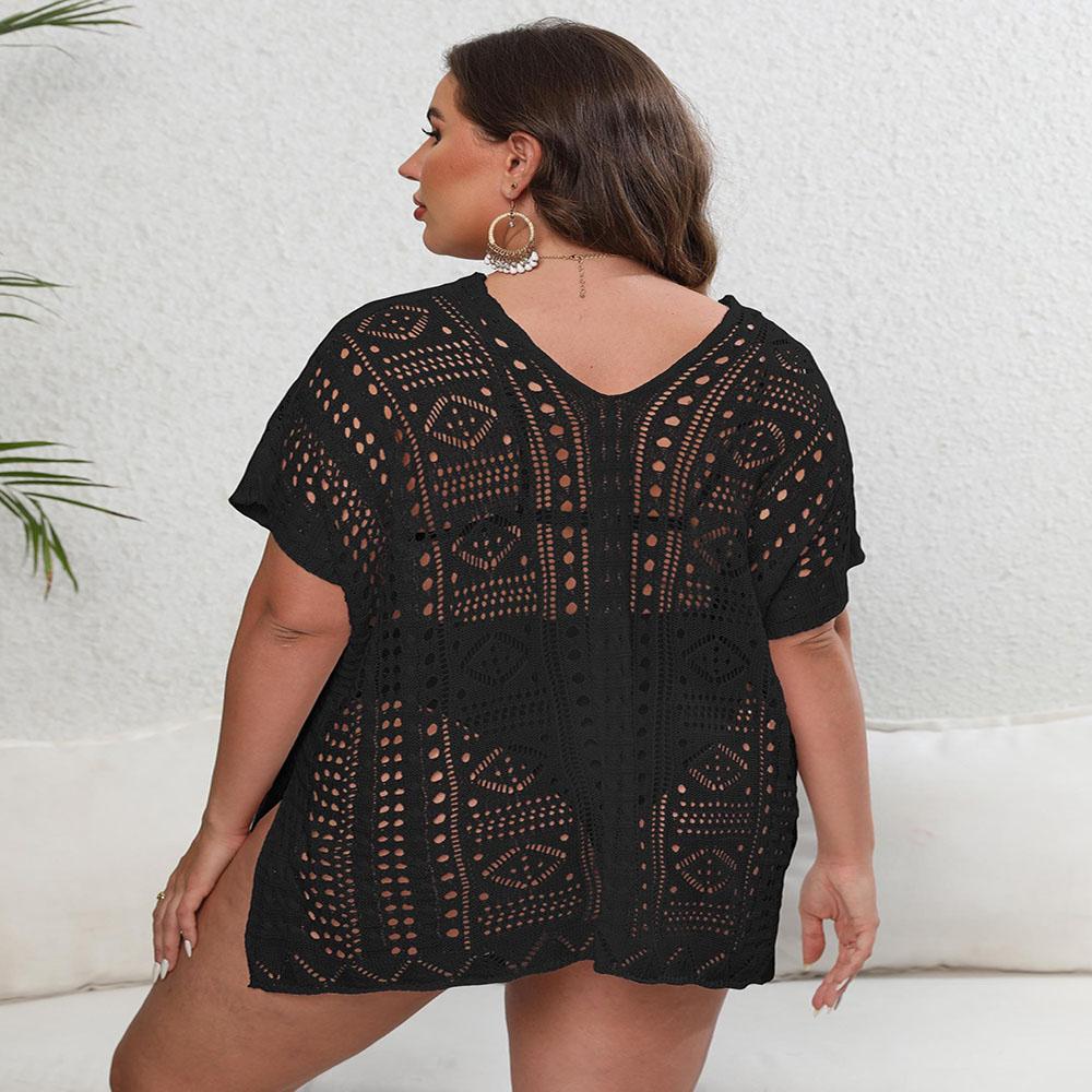 Женская пляжная накидка с вырезом, вязаный свитер, пляжный отдых, бикини, накидка