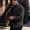 Men's Casual Soft Corduroy Button-Down Shirt Color Loose Fit Long Sleeve Collared Shirt Jacket for Everyday Wear
