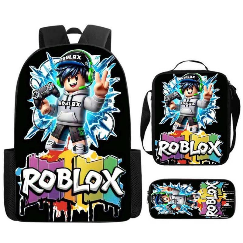 ROBLOX Themed Kids Backpack School Lightweight Durable Oxford Fabric Bag With Padded Straps Cartoon Print Grades 1-9