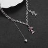 Новый ретро розовый бриллиант крест крест цветок кулон ожерелье хип-хоп нишевый дизайн свитер цепь