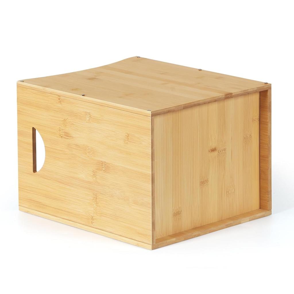 2-Pack 5Gal Bamboo Trash Can - Rectangular Under-Counter Waste Bin with Handles, Space-Saving for Bathroom/Kitchen/Office