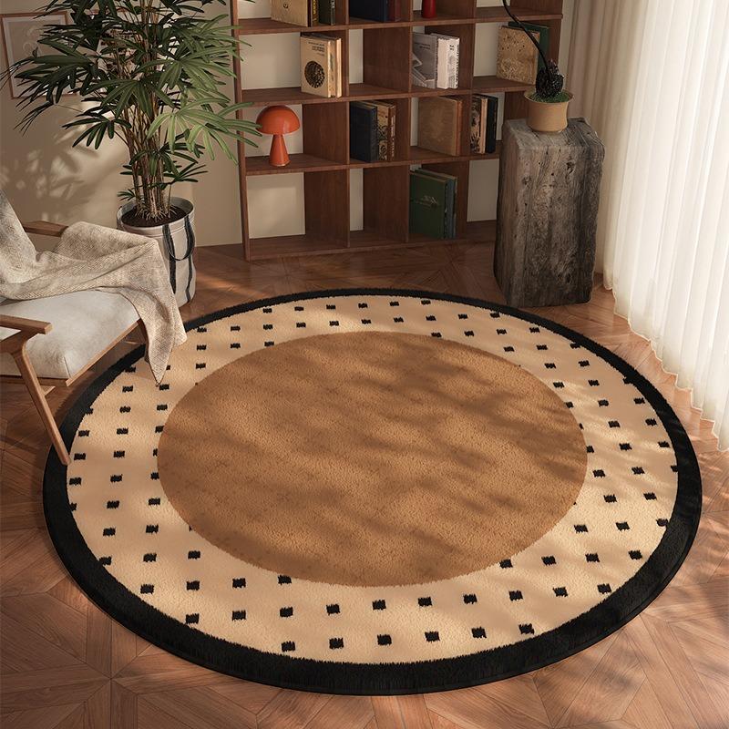 Modern Black Brown Checkerboard Round Rug Soft Non Slip Carpet for Living Room Bedroom Home Decor Floor Mat