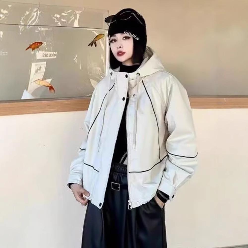 Ветровка с капюшоном в корейском стиле с цветными блоками для женщин, весна/осень 2025, легкая куртка свободного кроя для миниатюрных