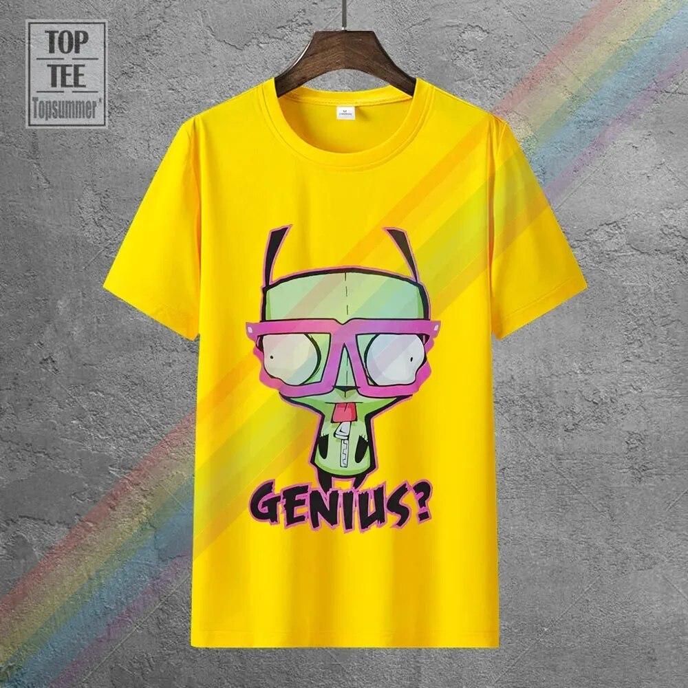 Женская футболка унисекс из 100% хлопка Invader Zim Girl Genius, топы с принтом аниме, футболка большого размера, летняя готическая одежда с графическим рисунком унисекс