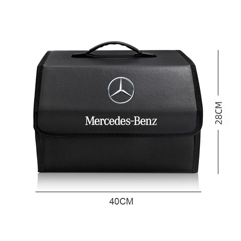 CRJ1 Large Capacity Leather Car Trunk Organizer Interior Toolbox For Mercedes Benz AMG E S C A B Class GLE GLS CLA CLE GLC CLS GLA