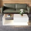 Coffee Table, High Gloss White. Side Tables, Coffee Tables with Glass and LED Effect