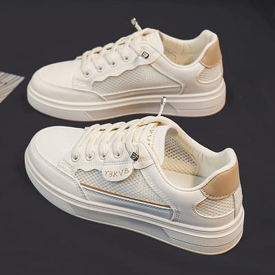 Женские белые туфли, новые летние сетчатые туфли, женские дышащие универсальные туфли с толстой подошвой, увеличенные удобные туфли для доски Tide