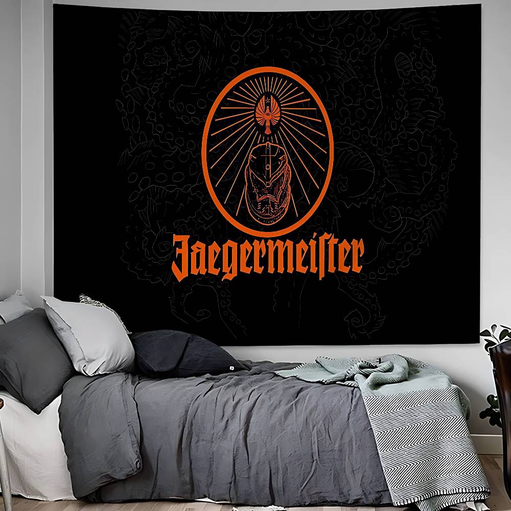 Большой настенный гобелен с принтом логотипа Jägermeister, подвесной, Таро, Хиппи, Настенные ковры, Декор для общежития, дома