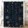 Gothic Astral Shower Curtain with Golden Constellation Sun Moon Eye Design for Bathroom Decor Navy Blue White Sun Moon Bathroom
