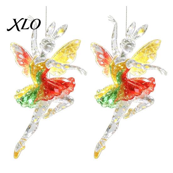 Cute Hanging Accessories 2Pcs Glitter Ballet Girl Keychain, 2D Acrylic Pendant for Bag Backpack, Sparkling Indoor Home Decor Dancer Car Rearview