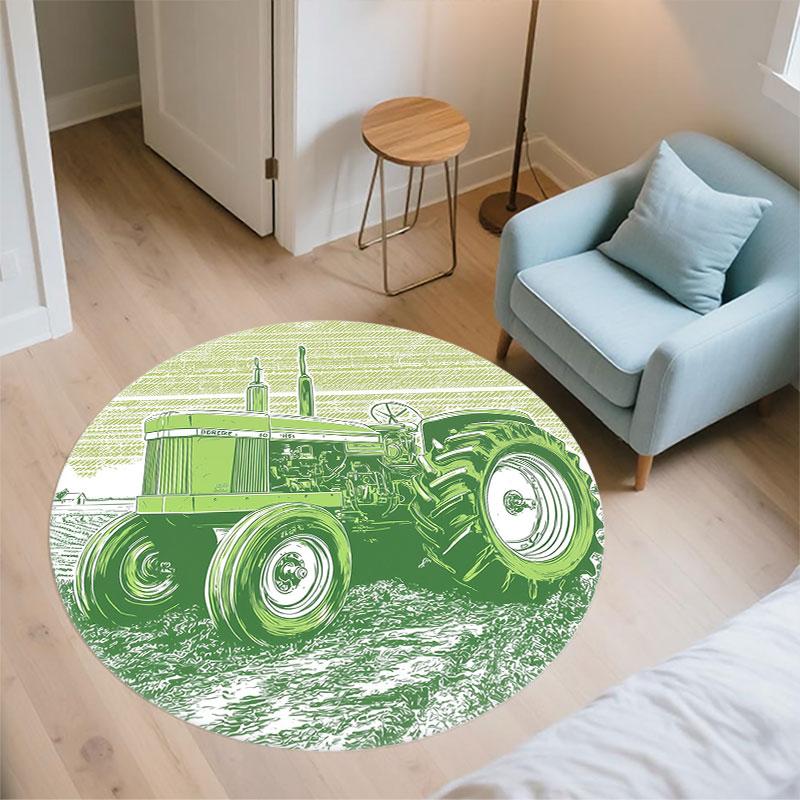 Farm Tractor pattern round rug,Carpet Rug for Living Room Bedroom Playroom ,Non-slip Floor Mat,Holiday Gifts and Birthday Gifts.