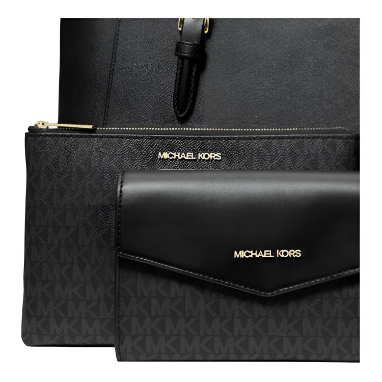 Michael Kors MK Charlotte Logo Zip Closure Three-In-One Tote Bag Women tote bags Black 35R3GCFT3T-BLACK