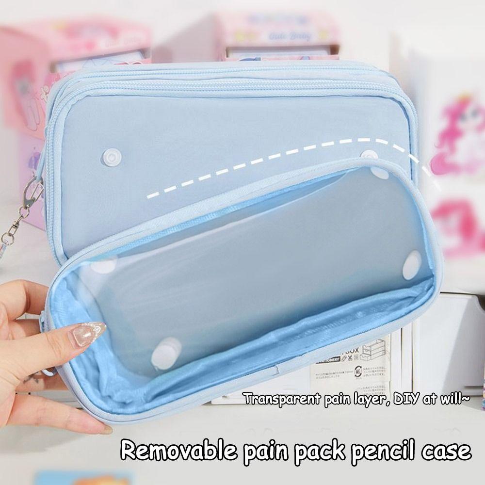 with Zipper Transparent Pencil Case Multifunctional Pencil Bag Fashion Stationery Box  Student